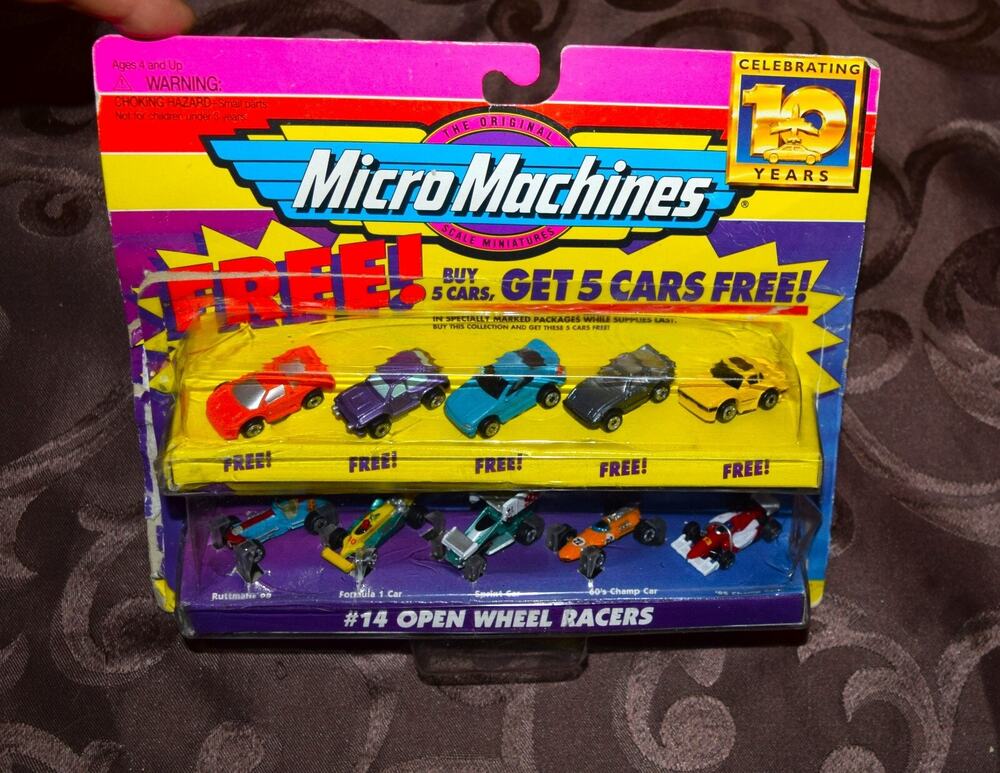Galoob MICRO MACHINES #14 OPEN WHEEL RACERS 10 Year Anniversary #65080 open box